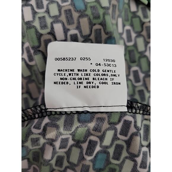 Vintage 90s Babydoll Top Black Green Geometric Flutter Short Sleeve Bow Boho USA - Picture 14 of 15